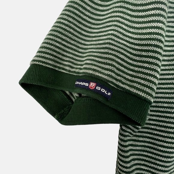 Vintage Chaps Ralph Lauren Golf Polo Shirt Short Sleeve Green Stripe Mens Large - Picture 5 of 8